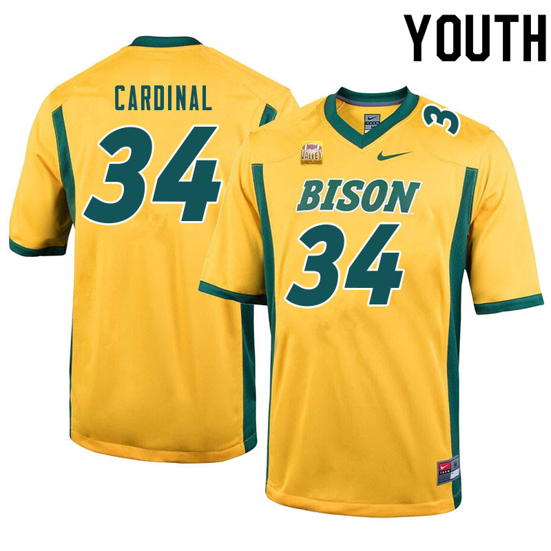 Youth #34 Will Cardinal North Dakota State Bison College Football Jerseys Sale-Yellow - Click Image to Close
